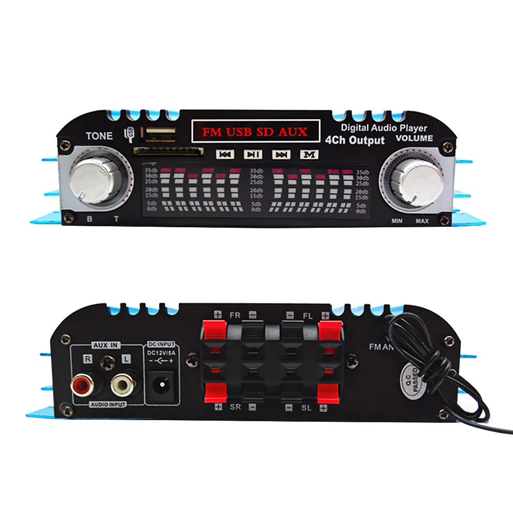 Aiyima12V 4 CH HIFI Car Power Amplifier FM Radio Stereo Audio Music Player Support SD USB MP3 DVD Input For Auto Computer Home