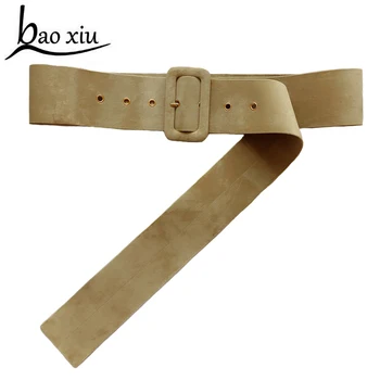 

Fashion brand design Black Long Velvet Belts Korean Woven Belt Metal leather casual belt dress accessories Woman