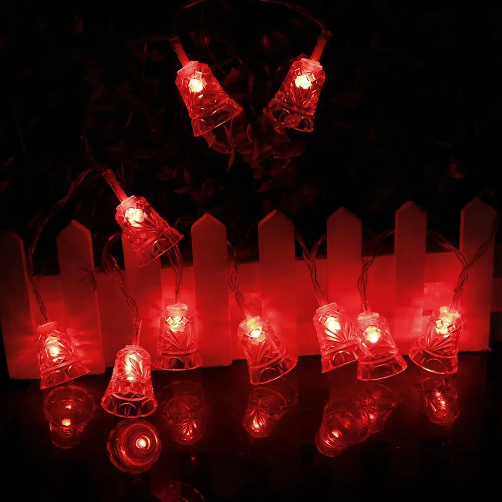 10 колокольчиков светодиодная гирлянда 120 см 9 цветов ночник с батарейным отсеком праздничный фонарь вечерние для семьи на день рождения Рождественский Декор L - Испускаемый цвет: Красный