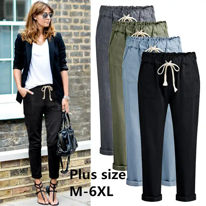 women's plus size cotton pants