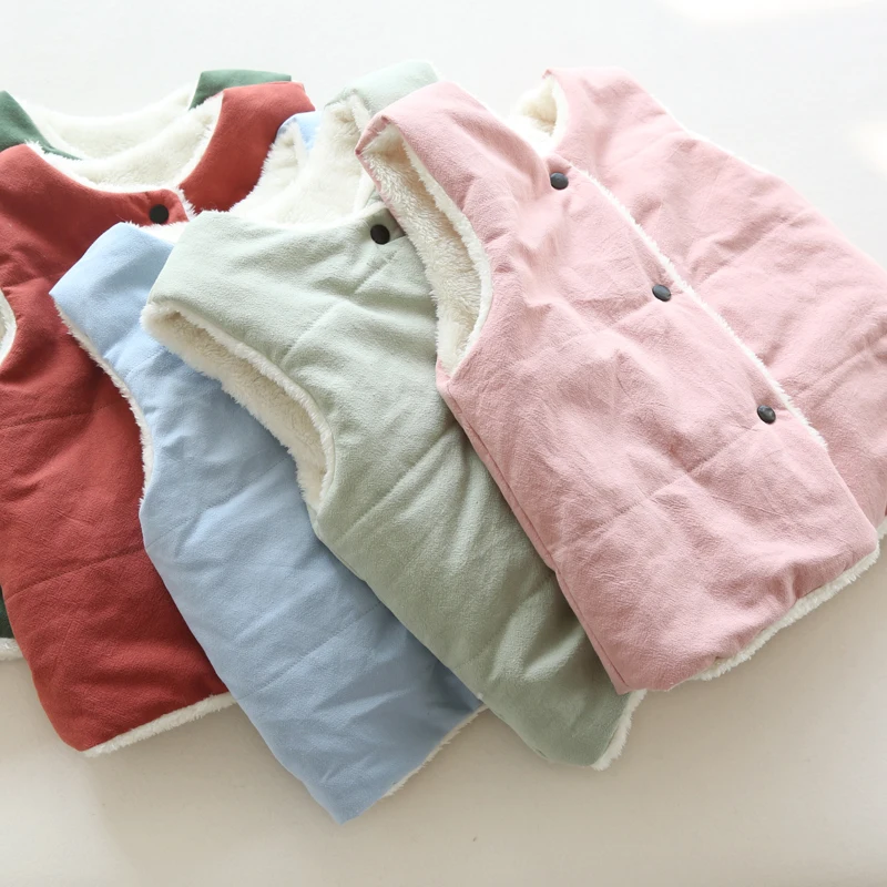 

Fashion Toddler Thick Vest Coat light blue Warm Girl Fur Vest Korean Style faux fur cape vest kids baby boy vest light green