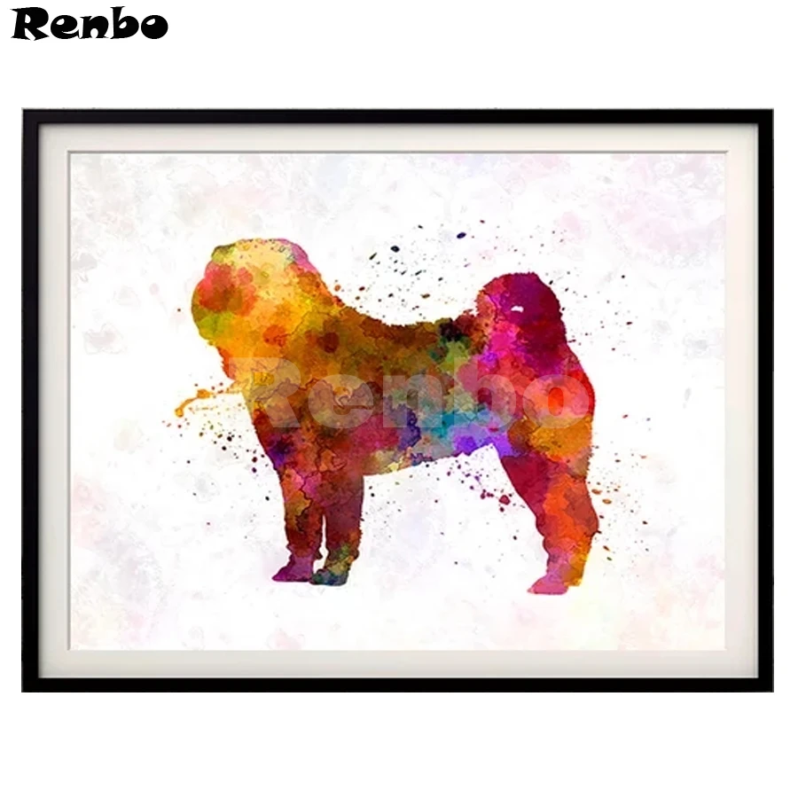 

Cute Dog DIY 5D Diamond Painting Pet Shar Pei Cross Stitch watercolor Diamond Embroidery crystal Home Decor 3d picture by number
