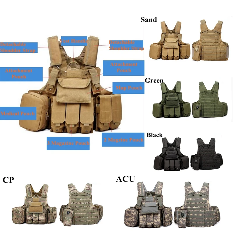 Molle CIRAS Тактический снаряжение страйкбол жилет W/подсумок Утилита Сумка Releasable Armor пластина Перевозчик Strike жилеты