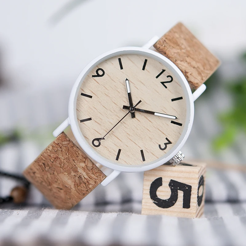 BOBO BIRD WE18 Роскошные Кварцевые часы Топ бренд дизайнерские часы с деревянной циферблатом и пробковым кожаным ремешком в подарочной коробке OEM