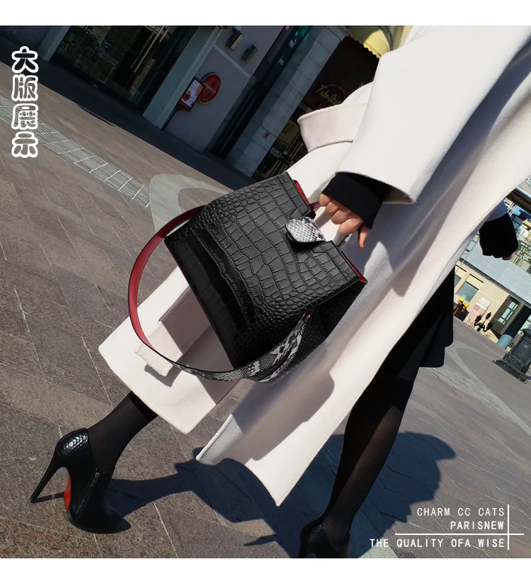 Luxo crocodilo mulher bolsa snakeskin ampla alça