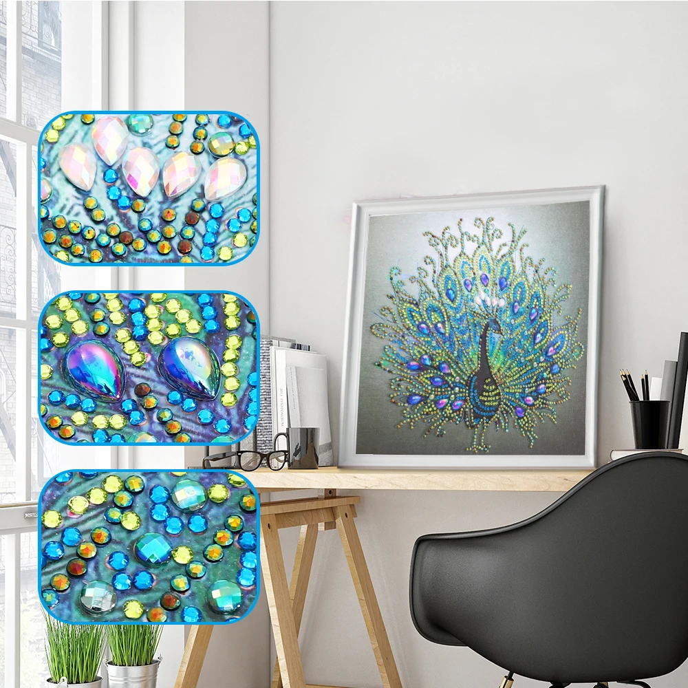 

Special Shaped Diamond Embroidery Animal Peacock Partial Rhinestone 5D DIY Diamond Painting Cross Stitch Diamond Mosaic Decor
