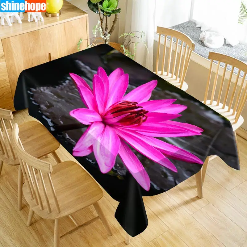 

Customize Tablecloth Europe Flower Lotus Pattern Waterproof cloth Thicken Rectangular Wedding table cloth Home Textiles