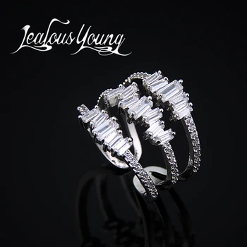 

Elegant Three Layers Adjustable Rings For Women Vintage Hollow Wedding Rings Jewelry Cubic Zirconia Stone Anillos Mujer AR037