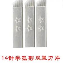 50 шт./лот 14 Вышивка Крестом Иглы для постоянного Макияж лезвие брови татуировки jm611d-x79 microblading 3D Иглы для татуажа Татуировка Поставки