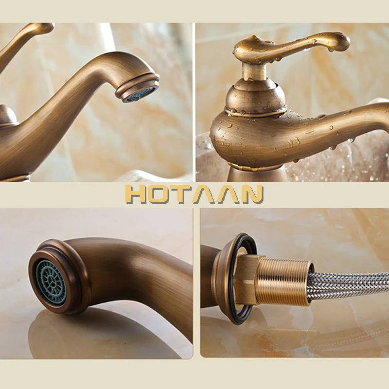 Bathroom Basin Faucet Antique bronze Brass Mixer solid copper Luxury Europe style Tap torneiras para banheiro crane YT-5061 3