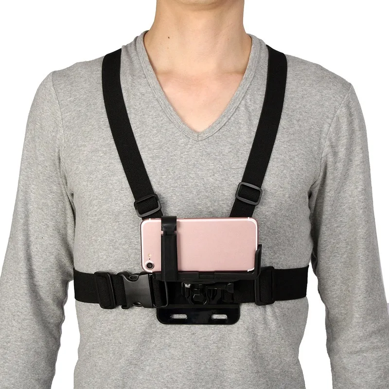 

Universal 6-8.5cm Width Mobile Phone Mount Holder+ Adjustable Clip Chest Harness Strap Cellphone For iPhone For Samsung Portable