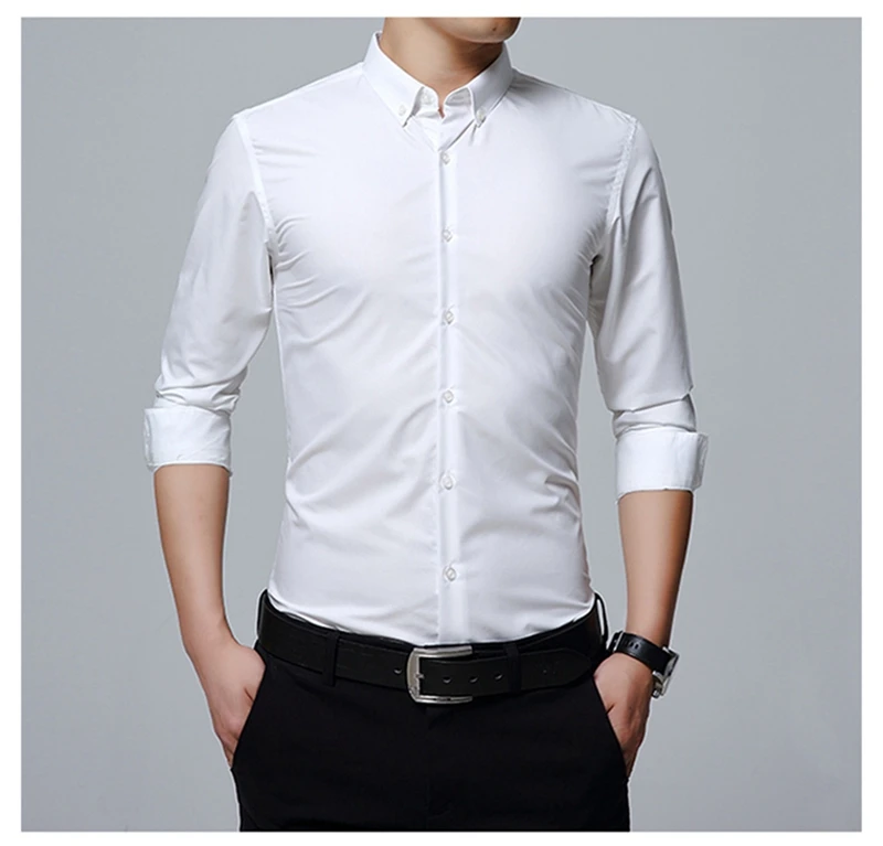 New Arrival Men Shirt Long Sleeve Button Down Printed Dress Shirts Cotton Casual Slim Fit Male Social Shirt Chemise Homme (19)