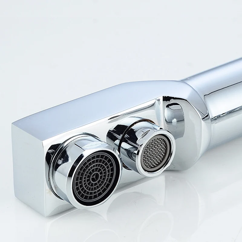 Fapully Square Filter Faucets Kitchen 3 Way Water Tap Dual Lever Kitchen Taps Chrome Musluk Deck Mounted Water Purifier Faucet