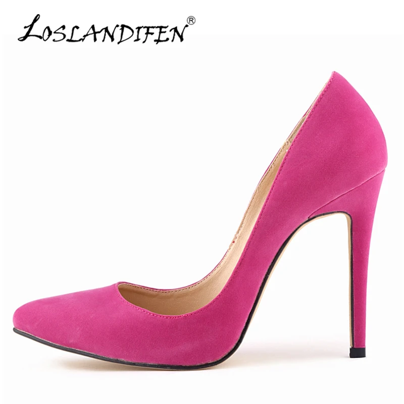 

LOSLANDIFEN New Sexy Women Pumps Velvet High Heels Shoes Fashion Pointed Toe Party Court Shoes For Woman Wedding Pumps 302-1VE