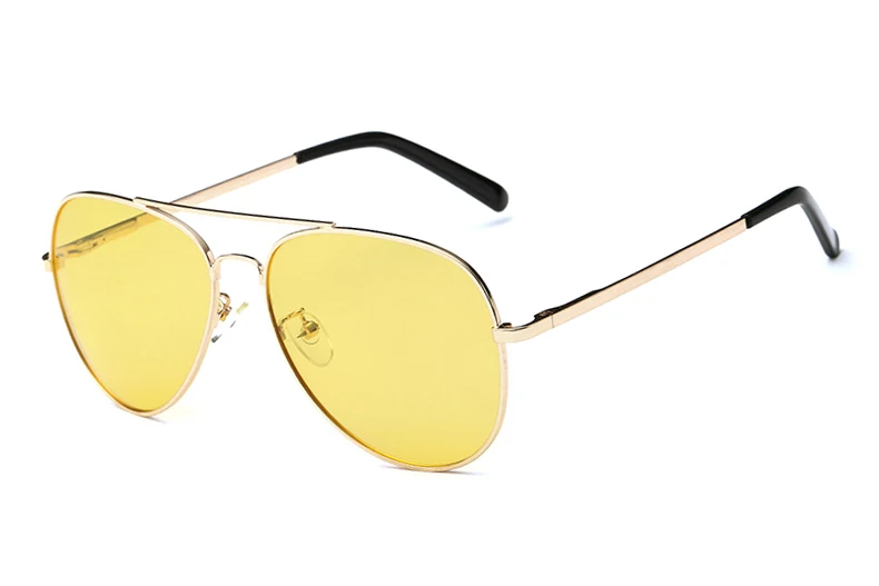 Модные Винтаж авиационные солнцезащитные очки-авиаторы Для мужчин Для женщин Ночное видение очки желтый Ночное Видение Очки для очки, подходят для вождения, солнцезащитные очки с Чехол - Цвет линз: Gold