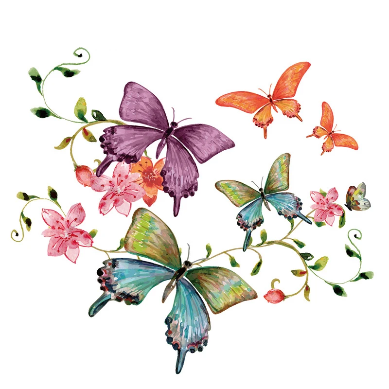 

Butterfly Flower Heat Transfers Iron On Patches For Jeans T-shirt DIY Craft Sticker For Clothes Decorative Appliques 47162