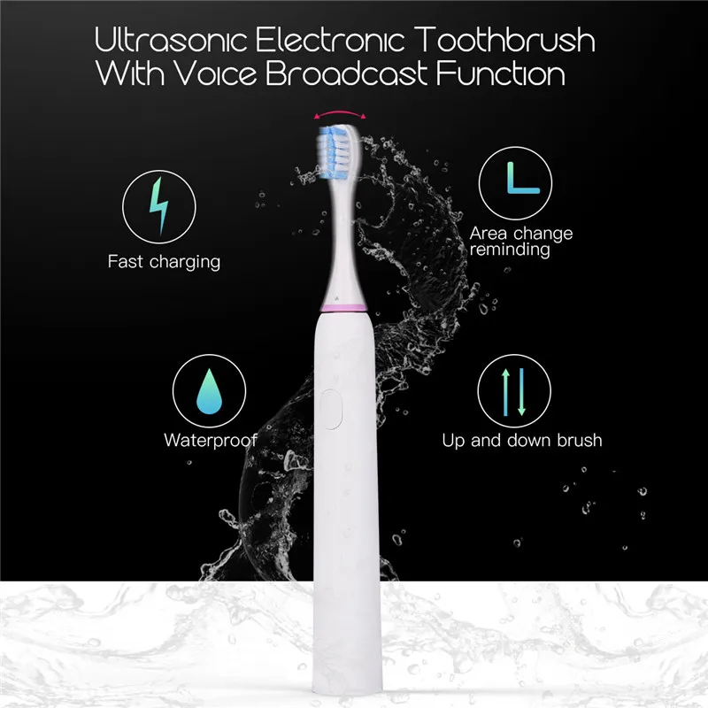 

Intelligent Voice Adjustable Electric Toothbrush USB Rechargeable Sonic Tooth Brush Teeth Whitening Clean Stains Dental Plaque49