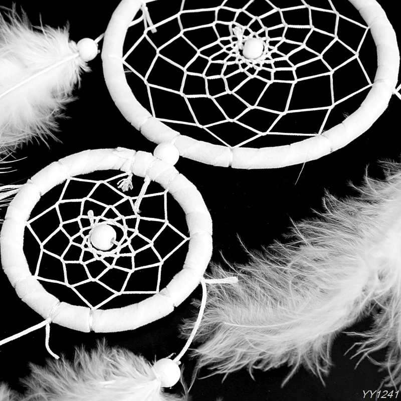 Винтаж ручной работы индийский Ловец снов сеть с перьями настенные подвесные украшения для автомобиля орнамент Белый Мини Dreamcatcher-W110
