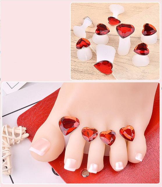 Pcs/Pack Toe Separator Cute Soft Silicone Toes Lock Tools Daisy Heart Shaped Rhinestones Nail Art Japanese Style