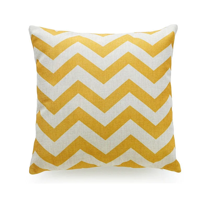 

Geometric Printed Pillow Cover Mustard Yellow White Pillowcase Square Cushion Cover for Home Sofa Bedroom Decoration 45x45cm