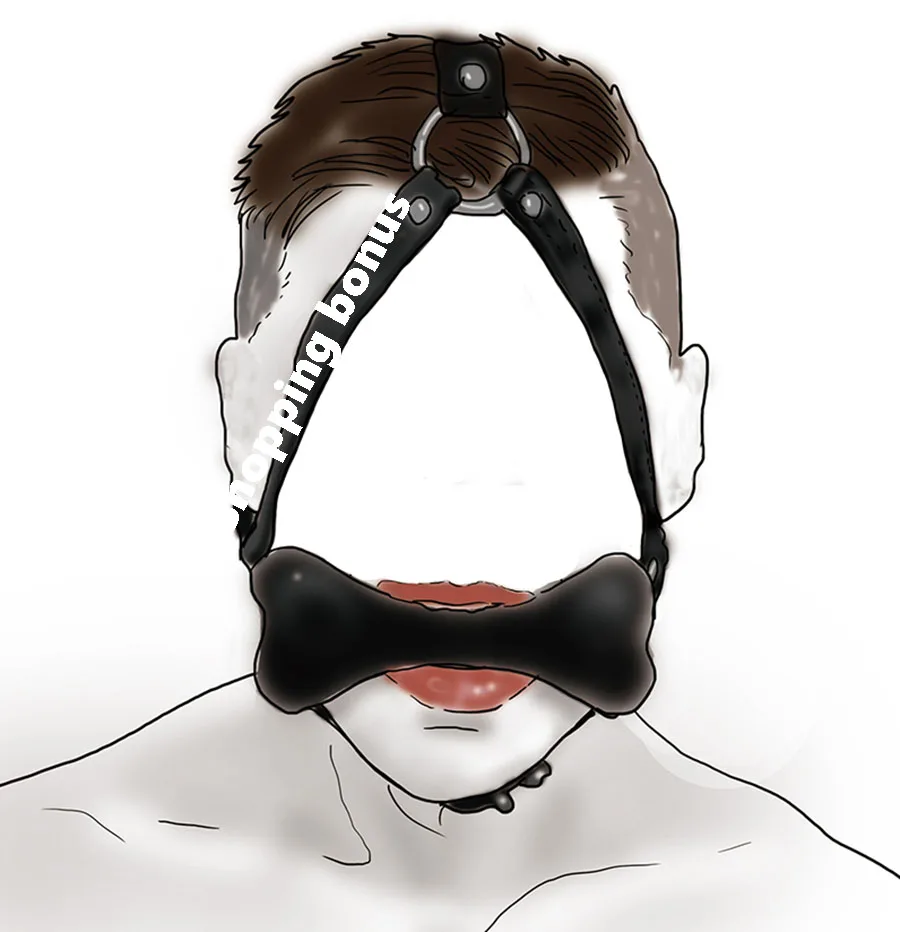 Strap Puppy into Doggy Bone Gag Head Harness. Silicone Mouth Dog Pet Stick Muzzle Restraint BDSM Bondage |