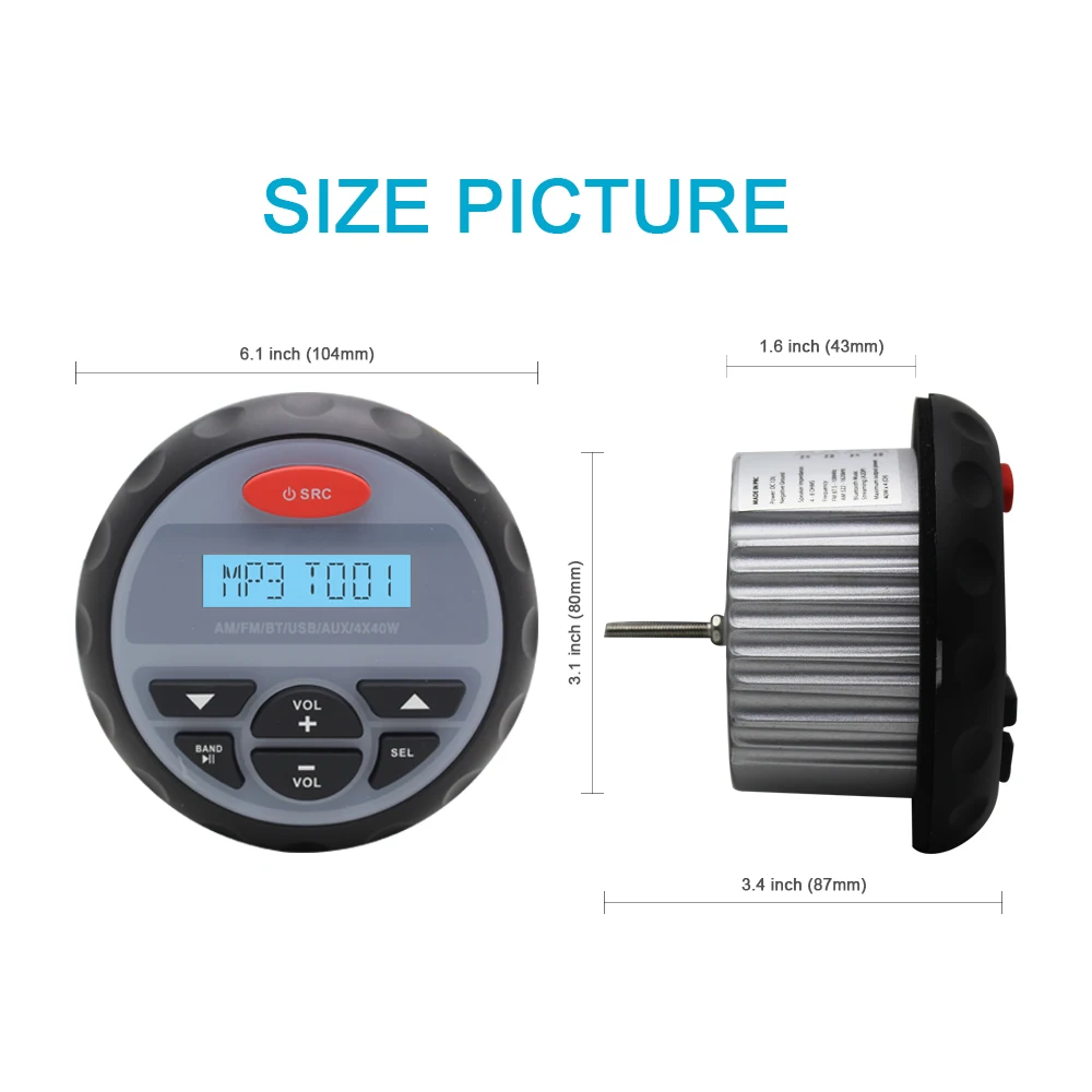 Водонепроницаемая Bluetooth магнитола с USB разъемом 3 дюйма|marine audio|radio marinewaterproof radio marine