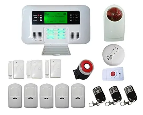 LCD Keyboard Dual-Network GSM PSTN Home Burglar Alarm System English Spanish Russian Voice Alarm System Outdoor Strobe Siren