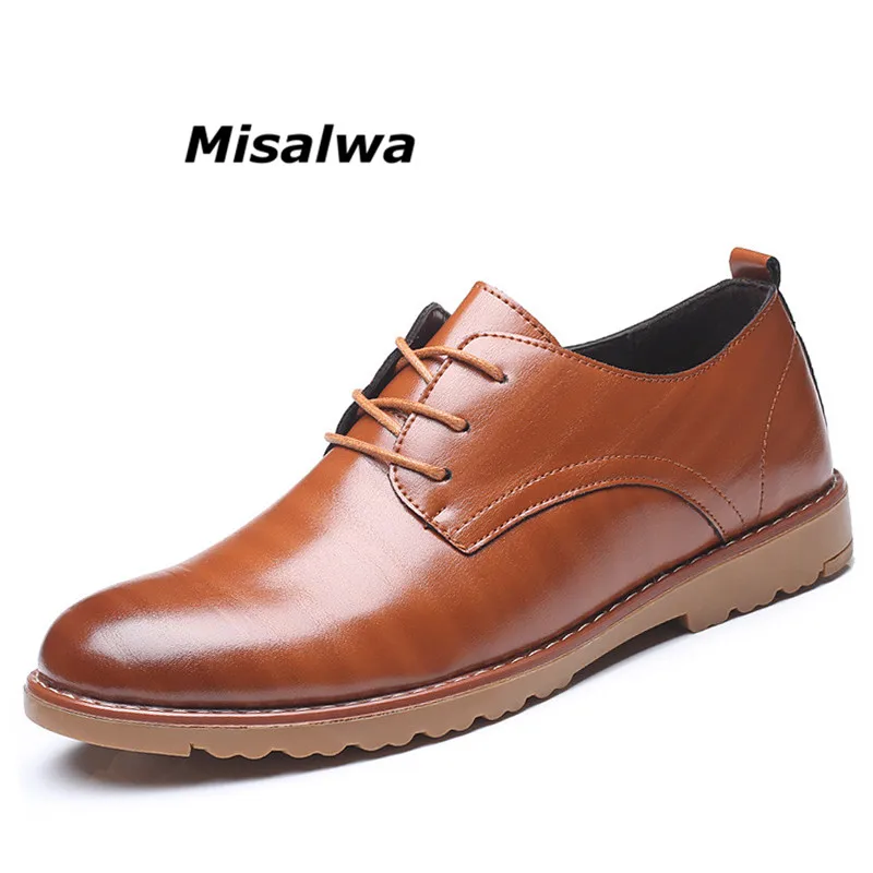 

Misalwa 2019 Hot Sale Men's Genuine Leather Shoes Big Size Lace-up Luxury British Style Comfortable Flat Shoes Designer Footwear
