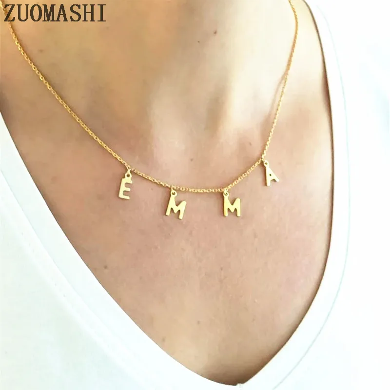 Dangled Name Necklace Personalized Initial Necklace Dangle