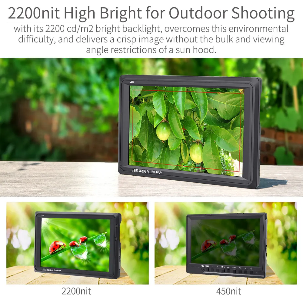 FEELWORLD FW279 камера полевой монитор 7 дюймов ультра яркий 2200nit дневной свет просмотра