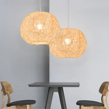 

U1 Bamboo 30cm Kitchen Pendant Light Island Ceiling Lamp Wood zb55