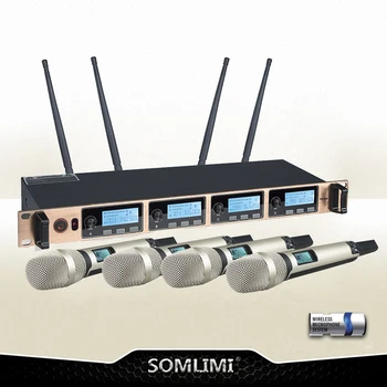 

New High Quality Professional 4 channel Handheld Wireless Microphone professional lavalier clip microphone headset