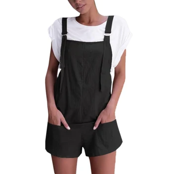 

Women Summer Casual Spaghetti Straps Jumpsuits Rompers Ladies Solid Loose Sleeveless Backless Dungarees Holiday Mini Playsuit
