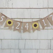 Пользовательские Подсолнух сохранить дату свадебный из грубой мешковины баннеры свадебный душ помолвка вечерние тканевые гирлянды фото реквизит знаки