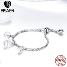BISAER – bague en argent Sterling 925 avec Zircon cubique pour femme, bijou de fiançailles, de mariage, Simple, avec chaîne en cristal