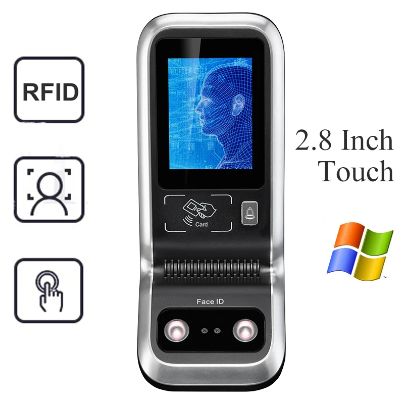 2,8 дюймов сенсорный экран контроль доступа лица 125 кГц ID карта Пароль PIN код посещаемость времени рекордер USB считыватель лицо дверной замок