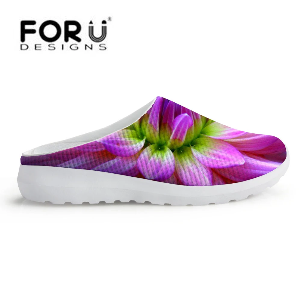 

FORUDESIGNS Flower Slide Sandals for Women,Graffiti Platform Home Slippers Female Mesh Clogs Shoes Casual Customized Sandal