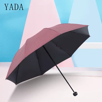 

YADA Folding Lattice Stripe Umbrella Rain Women uv Black Coating Plaid Umbrella For Womens Friendship Designer Umbrellas YD152