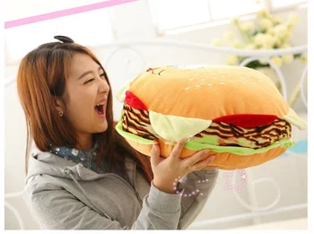 

Giant Plush Hamburger Burger Nap Pillow Cushion Doll Stuffed Toy Valentine Gift Toys for Children