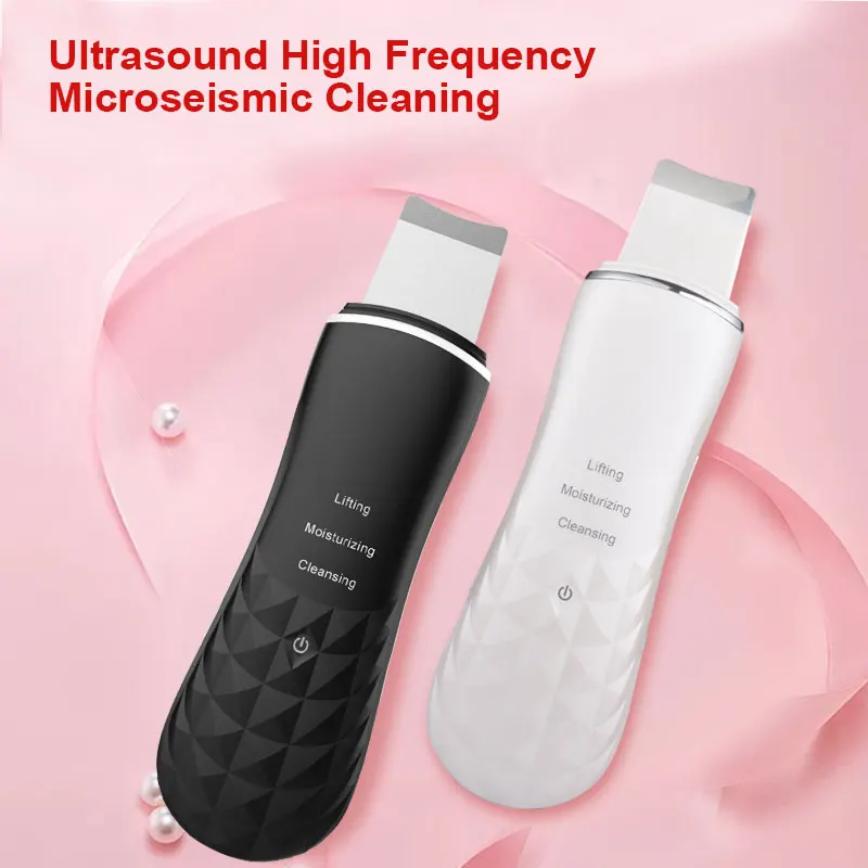 

Rechargeable Ultrasonic Face Skin Scrubber Facial Cleaner Peeling Vibration Blackhead Removal Exfoliating Pore Cleaner Tools