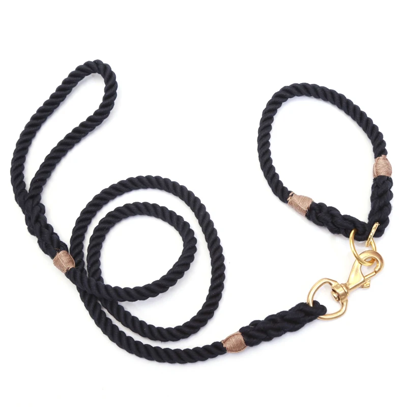 

Handmade 100% Cotton Braided Dog Long Slip Leash with Collar Set for Small Medium and Large Dogs Pet Products Dog Walking Lead
