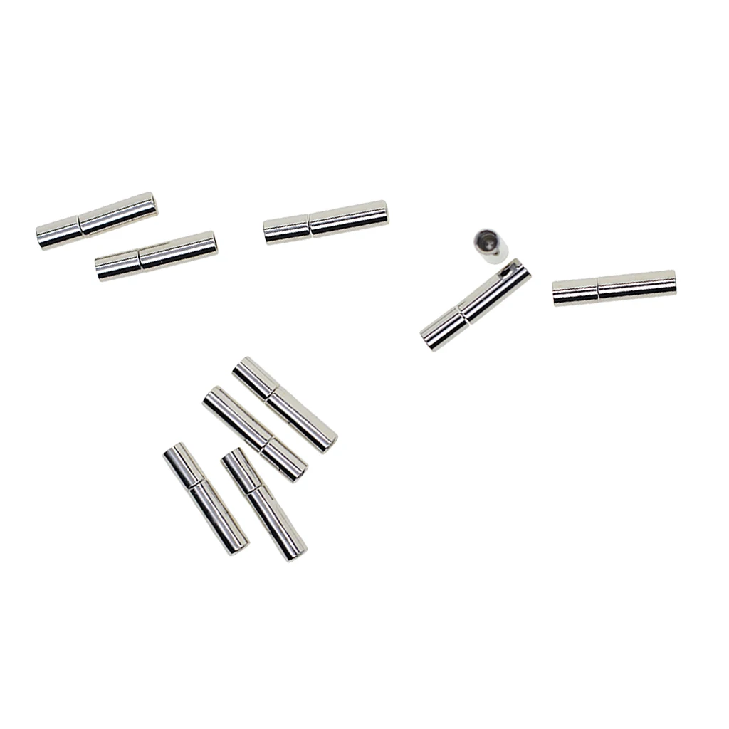 10 Sets Cylinder Bayonet Push Clasps Brass Leather Ends for 2mm Round Cord Glue in Buckle Mating Connectors Magnetic Clasps