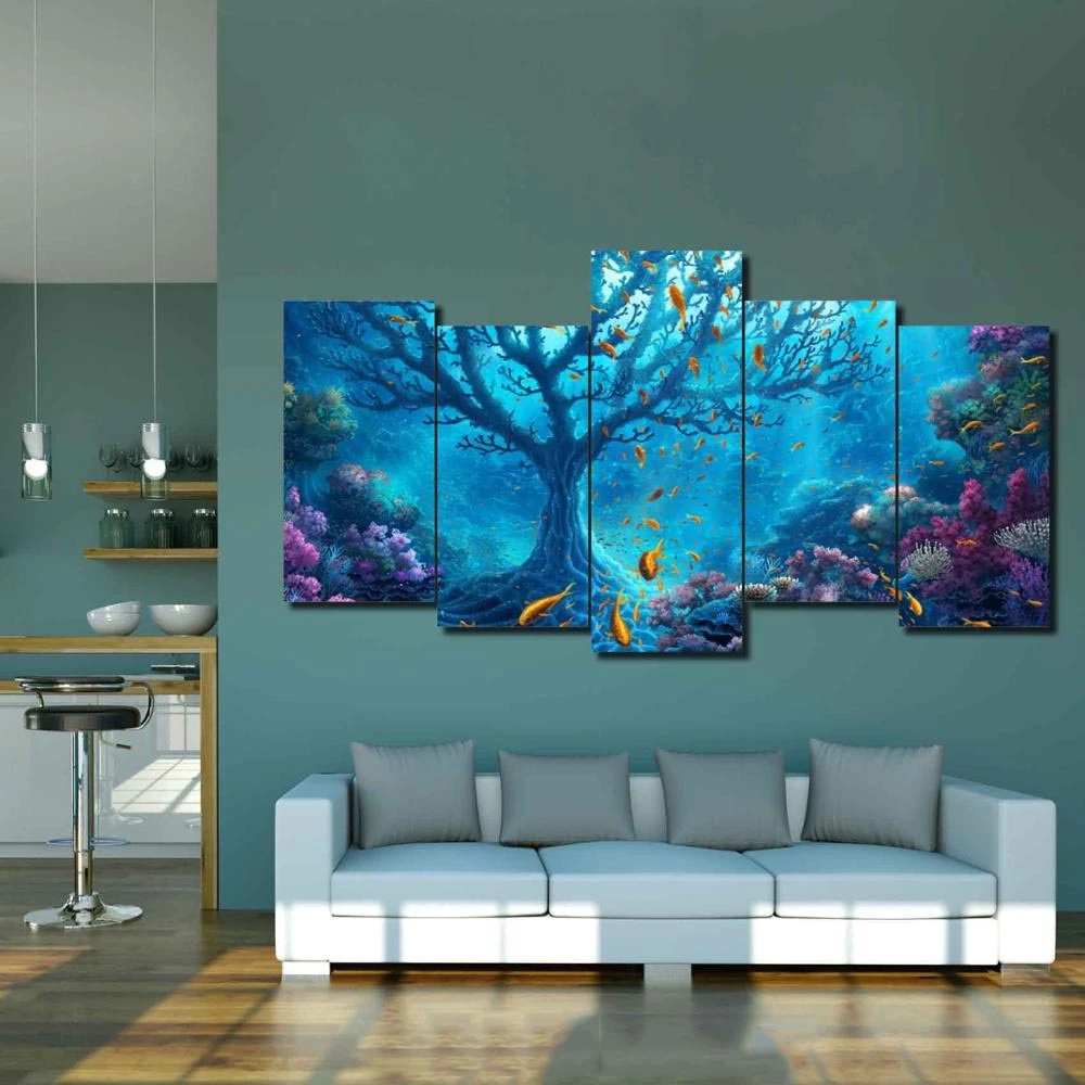 Modern Canvas Prints Pictures Wall Art Fantasy Sea Underwater Animals Landscape Paintings Living Room Decor Poster Modular Frame Painting Calligraphy AliExpress