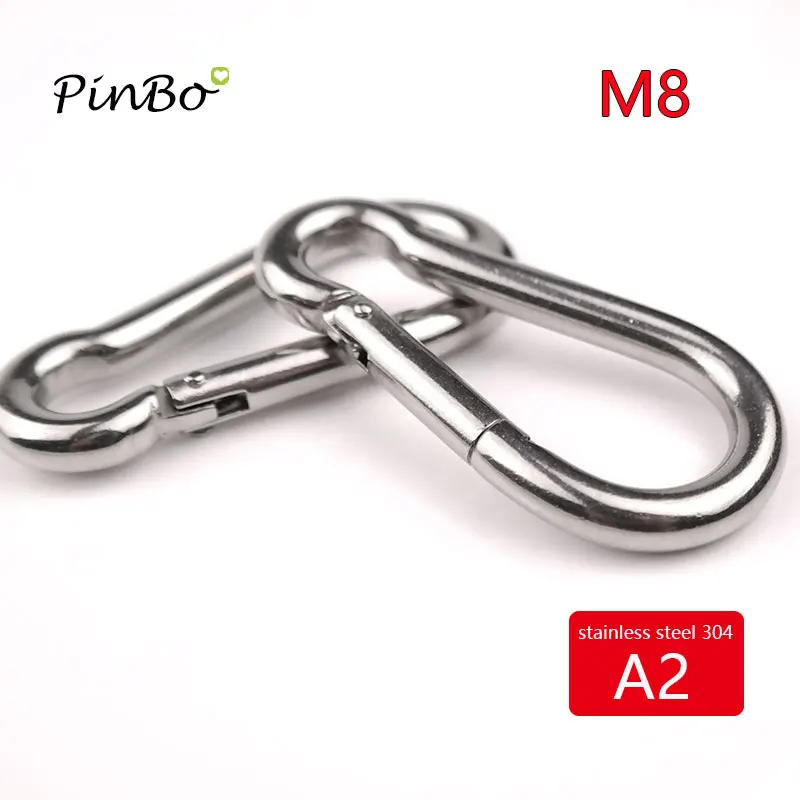 

4pcs M8 Stainless Steel 304 Carabiner Carbine Snap Hook Key-Lock AISI 304