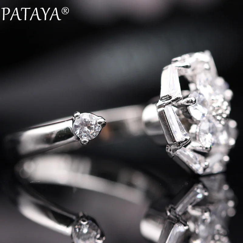 PATAYA, новинка, восьмиугольные вращающиеся кольца, 585 розовое золото, женские свадебные модные ювелирные изделия, белый натуральный циркон, разложенные кольца