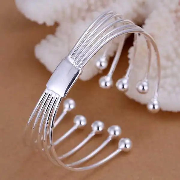 Хит продаж великолепные серебряные браслеты и пять проволочных бусин pulsera