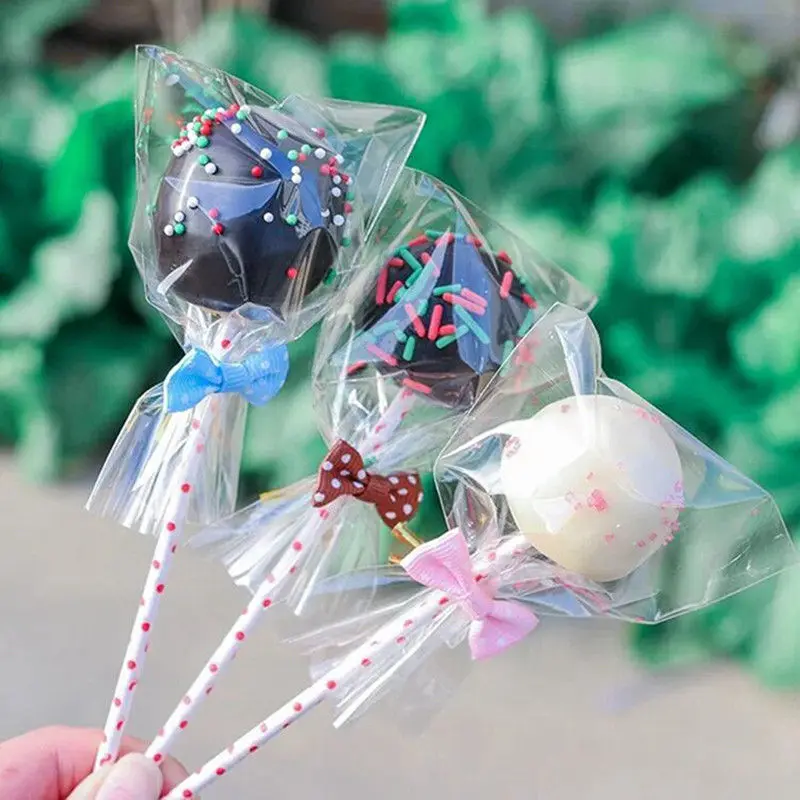 

Useful Transparent Flat Small Plastic Bags Candy Lollipop Cookies Packaging Cellophane Bag Wedding Party Decorations Gift Bags