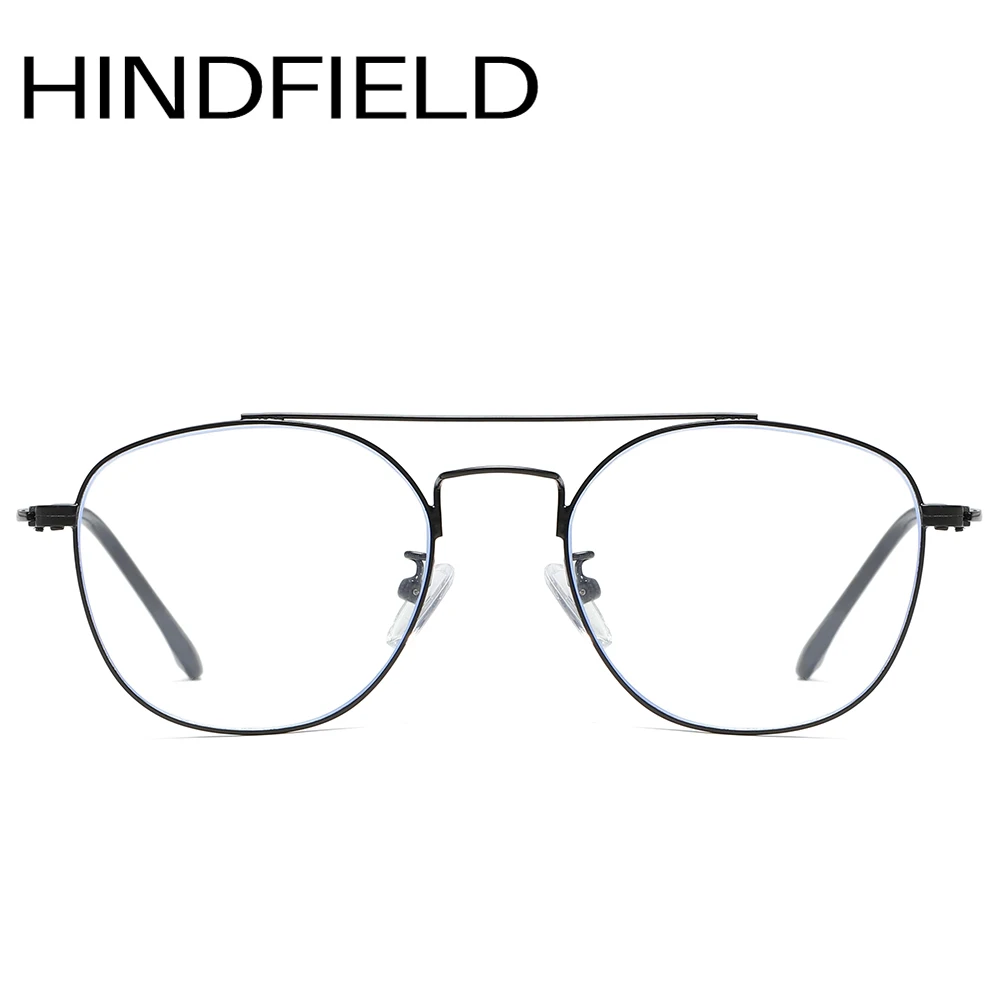 Hindfield двухлучевые очки оправа металлические анти-голубые легкие очки мужские прямоугольные прозрачные модные очки компьютерные очки женские O181