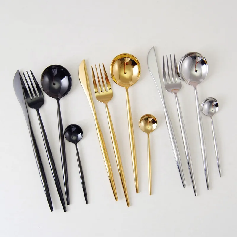 24pcs/6 set 304 Stainless Steel Mirror Tableware Set Rose Gold Silver European Western Food Dinnerware Sets knife Forks Teaspoon 24pcs/6 set 304 Stainless Steel Mirror Tableware Set Rose Gold Silver European Western Food Dinnerware Sets knife Forks Teaspoon