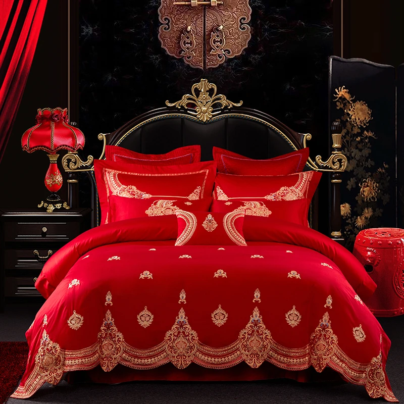 Red Queen Bedding Set / Bouvier Red King Comforter Set 18 Drop Bed